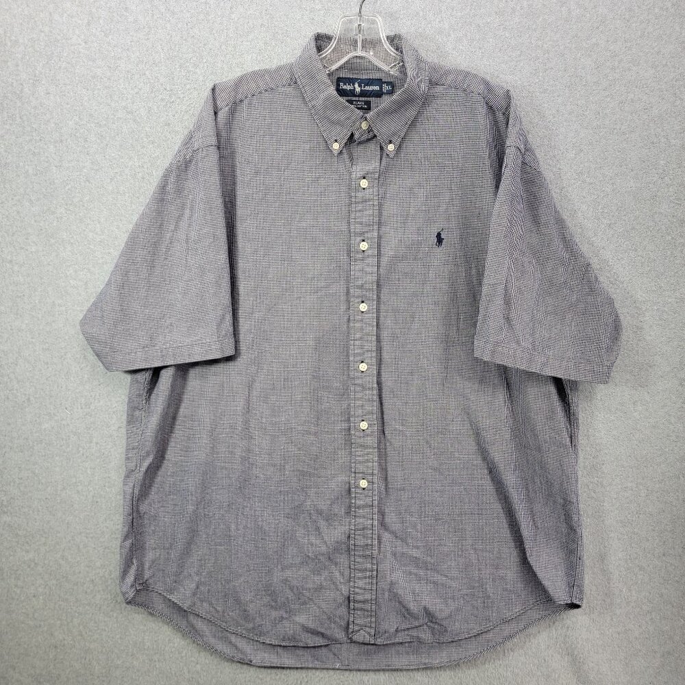 polo ralph lauren shirt mens xl blake blue check short sleeve button down casual